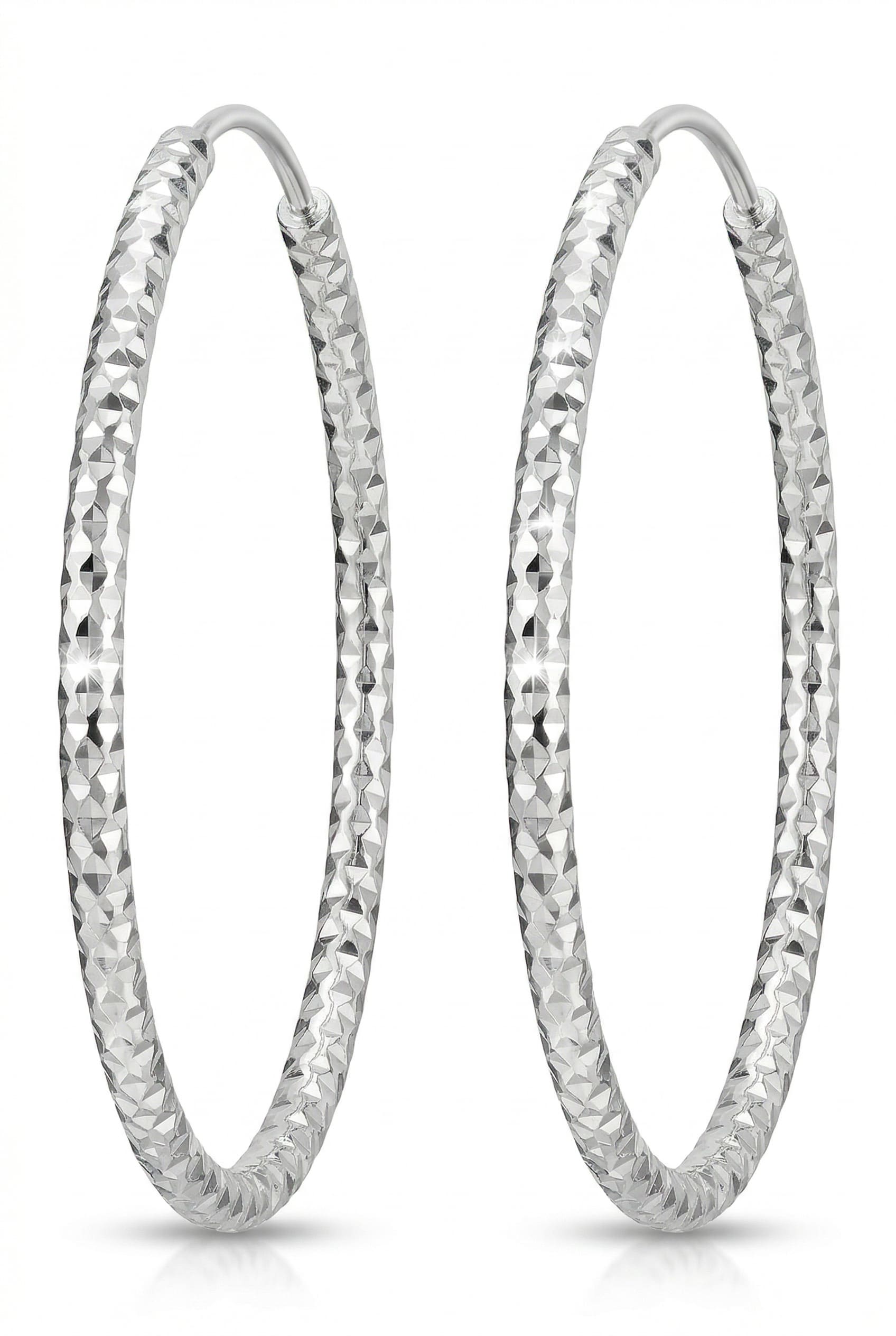Kolczyki koła diamentowane 34mm - srebro 925